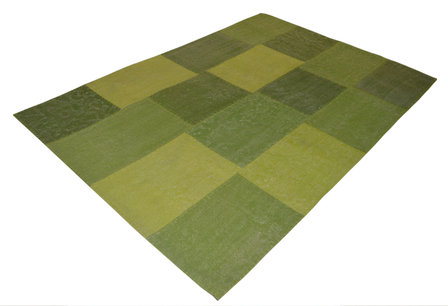 Groen patchwork vloerkleed