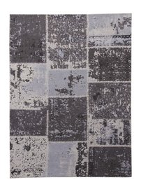 Patchworkvloerkleed Mitra kleur antraciet handgemaakt