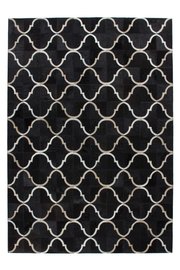 Patchwork lederen vloerkleed zwart